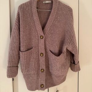 Zara Wool Pink Button Down Cardigan
